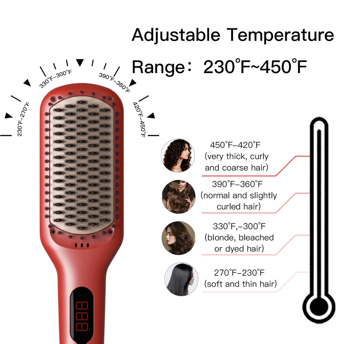 MEGAWISE Hair Straightener Brush side view showcasing design