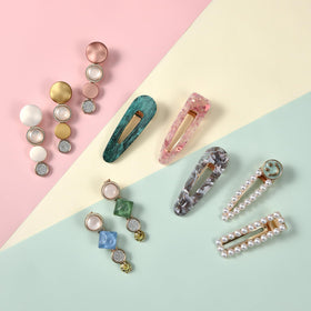 Mehayi acrylic resin hair barrettes close-up