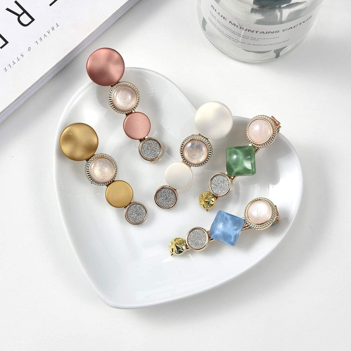 Mehayi alloy hair clips displayed on a surface