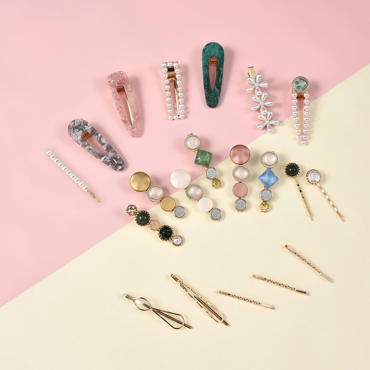 Mehayi geometric hair clips in a stylish arrangement
