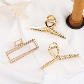 Mehayi Large Metal Claw Clip showing versatility with different hairstyles