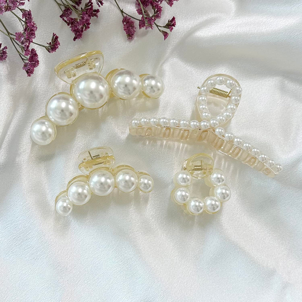 Mehayi Large Pearl Hair Claw Clip set packaging