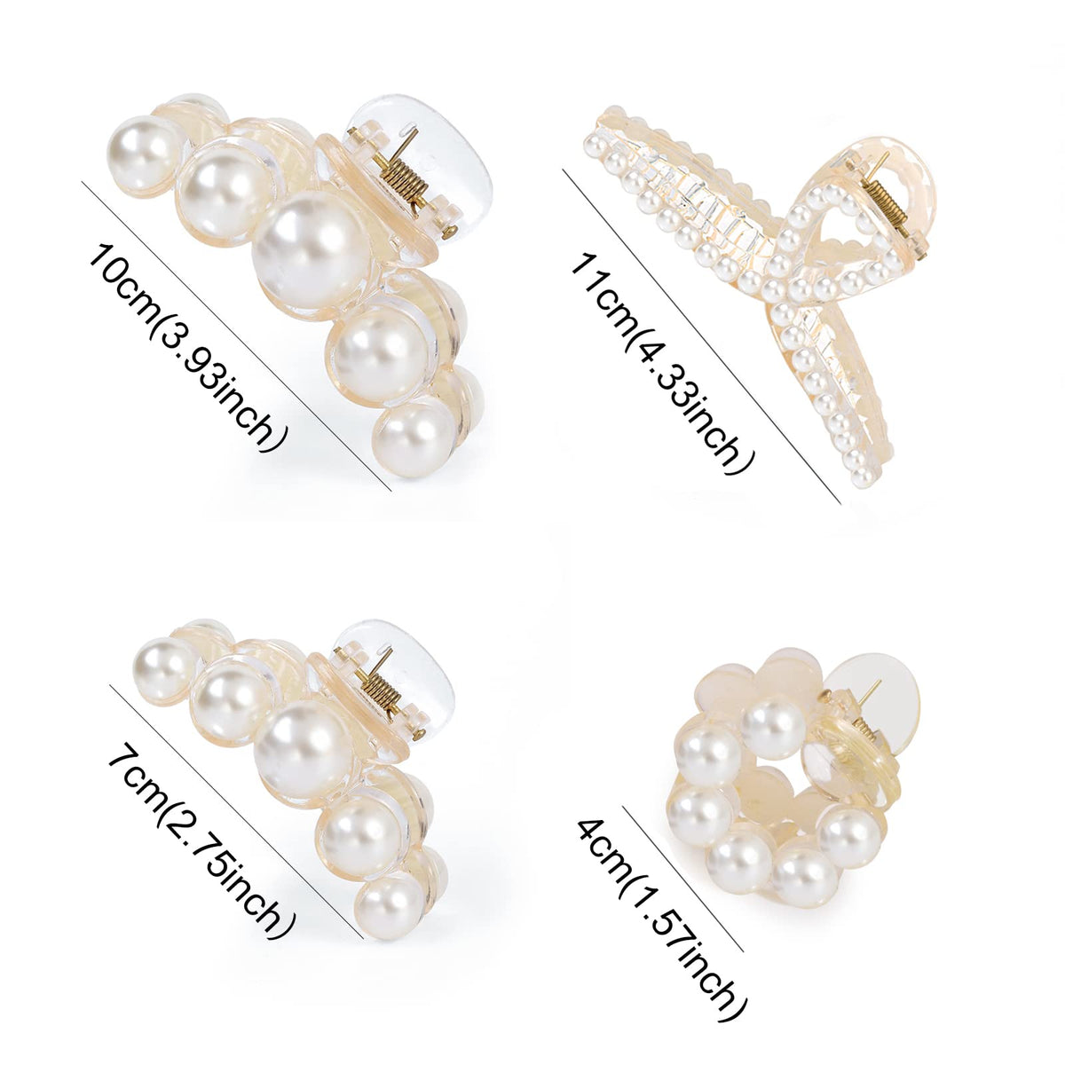 Mehayi Large Pearl Hair Claw Clip side view