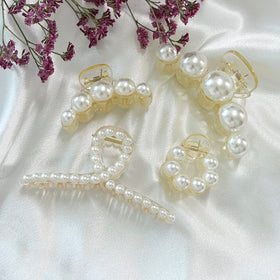 Mehayi Large Pearl Hair Claw Clips displayed together
