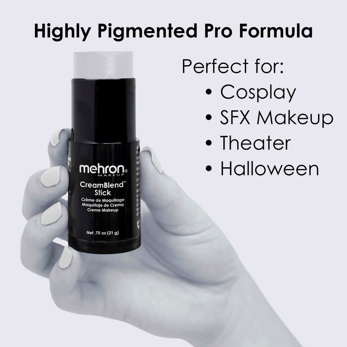 Mehron CreamBlend Stick Foundation Light Grey texture close-up