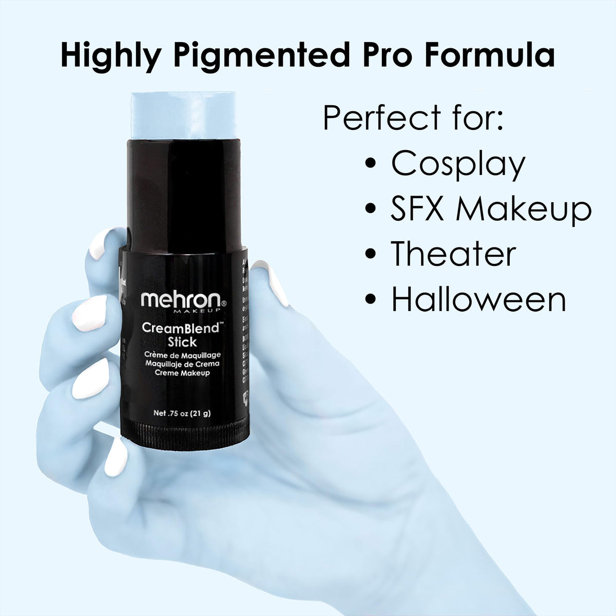 Mehron CreamBlend Stick Makeup Pastel Blue packaging