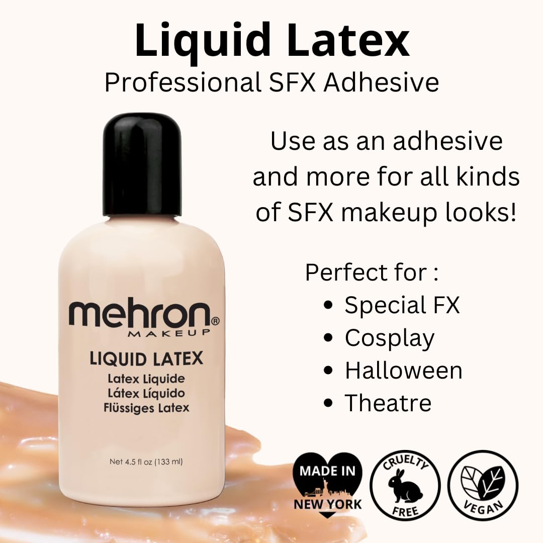 Mehron Liquid Latex 4.5 oz Light Flesh bottle side view