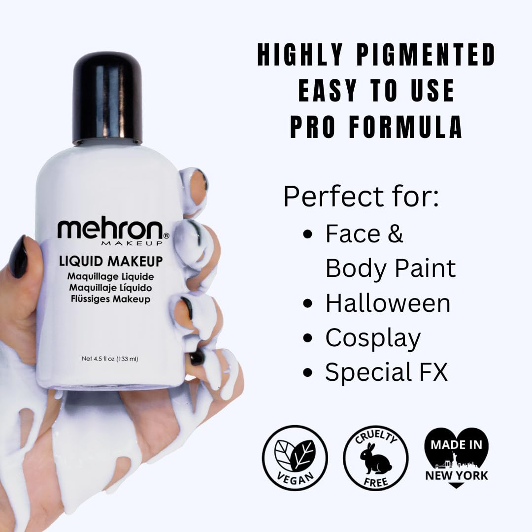 Mehron Liquid Makeup Moonlight White packaging side view