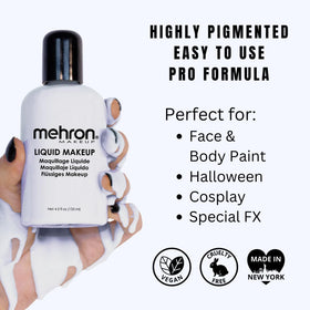 Mehron Liquid Makeup Moonlight White packaging side view