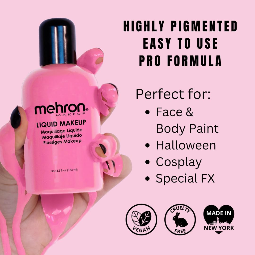 Mehron Liquid Makeup PINK swatch on skin