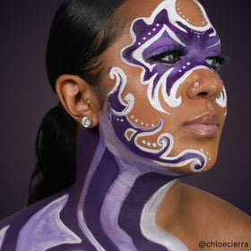 Mehron Liquid Makeup Purple with airbrush setup