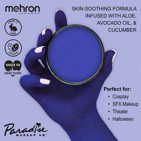Mehron Makeup Paradise AQ Dark Blue packaging with label