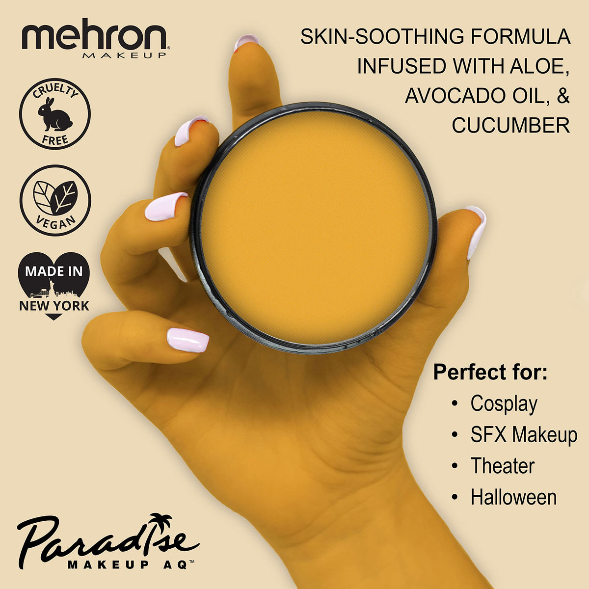 Mehron Makeup Paradise AQ Dijon body paint packaging