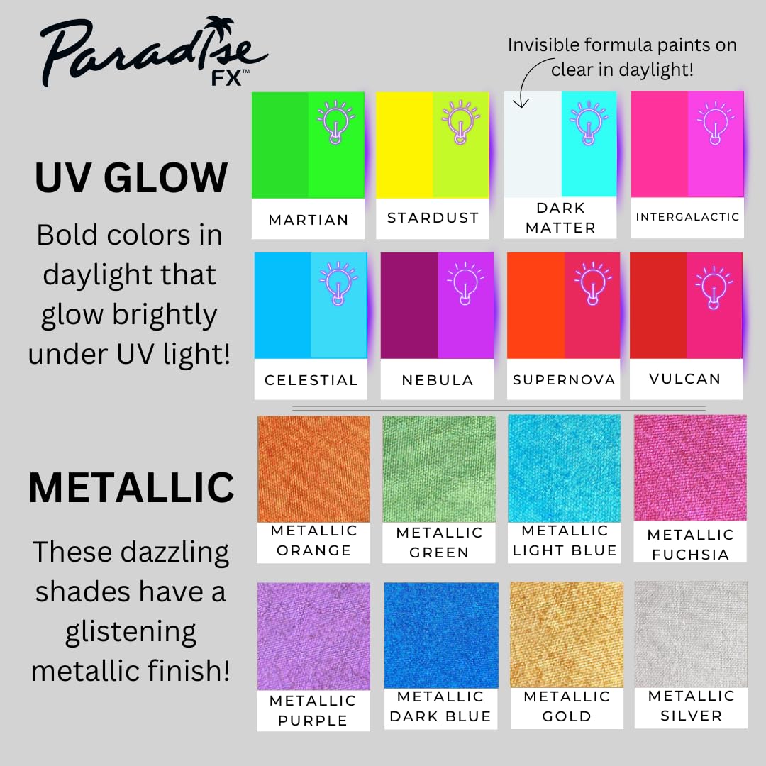 Mehron Makeup Paradise FX Metallic Light Blue Face Paint brush close-up