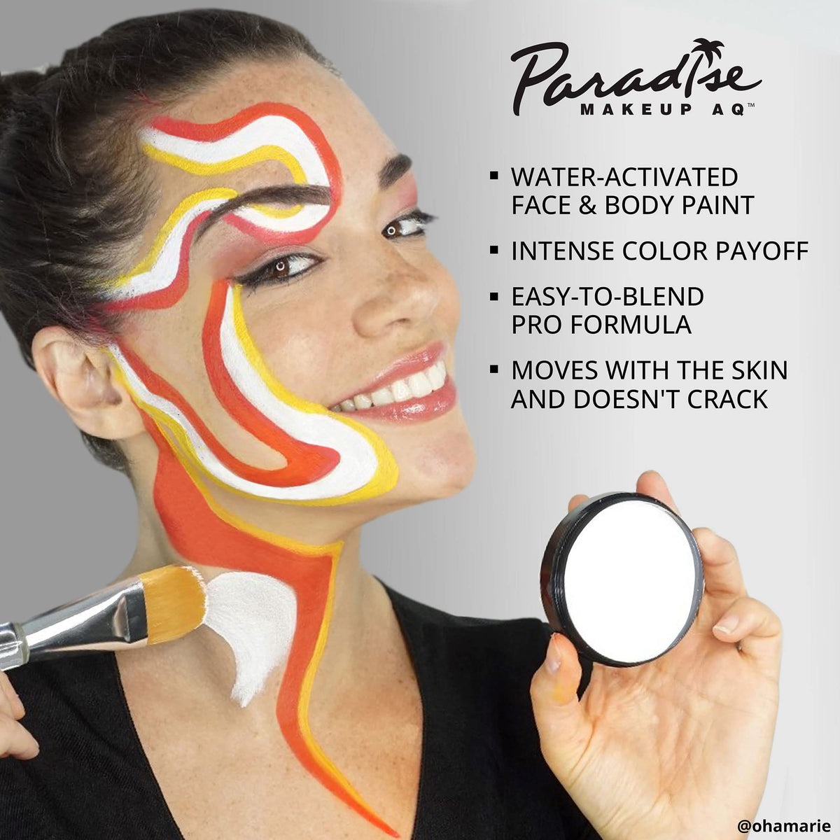 Mehron Paradise AQ Dark Brown Body Paint brush close-up
