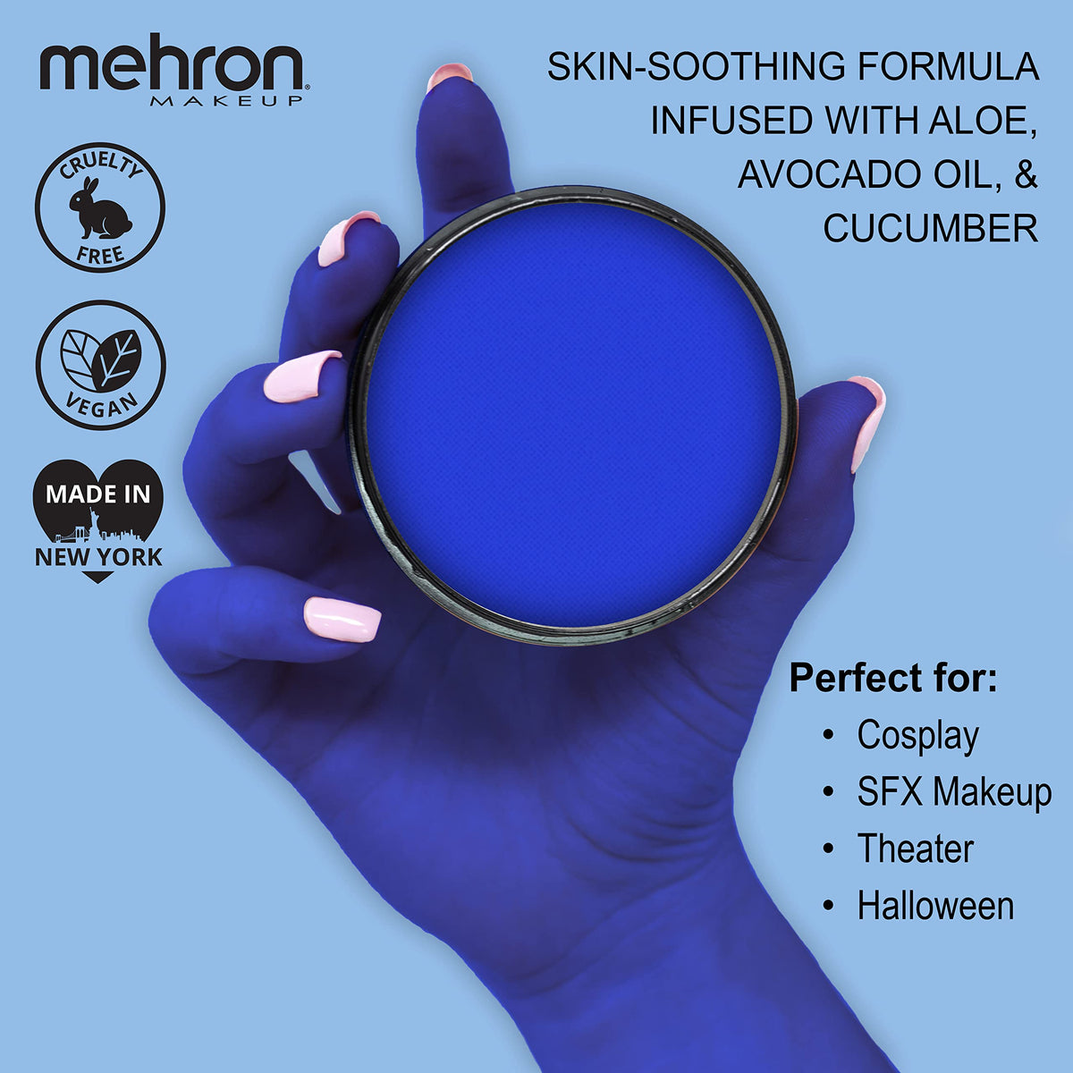 Mehron Paradise AQ Lagoon Blue Body Paint application example