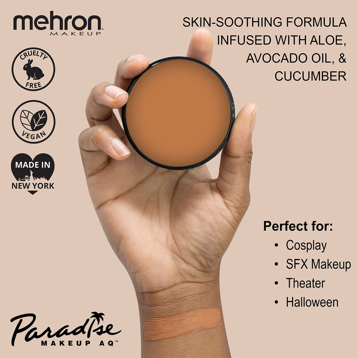Mehron Paradise AQ Light Brown Body Paint packaging