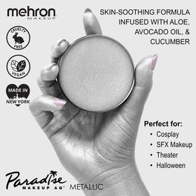 Mehron Paradise FX Metallic Silver Face Paint application on skin