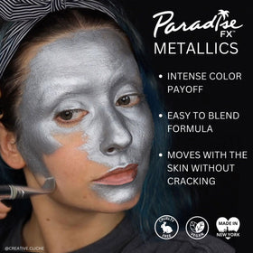 Mehron Paradise FX Metallic Silver Face Paint texture close-up