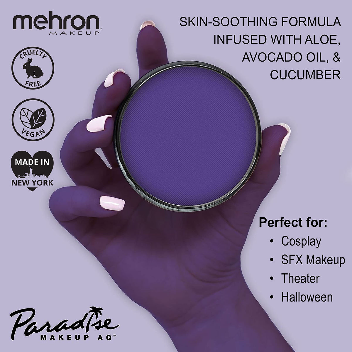 Mehron Paradise Makeup AQ Face & Body Paint Violet packaging