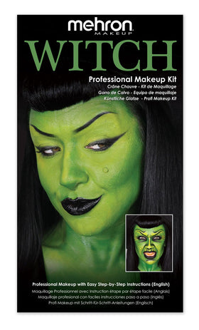 Mehron Premium Witch Character Kit front view with included makeup tools