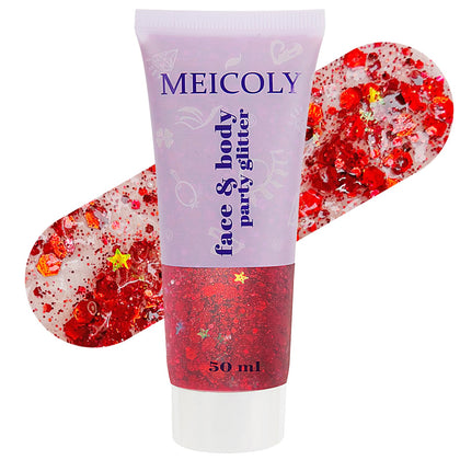 MEICOLY 50ml Canada Maple Red Face Glitter Gel front view