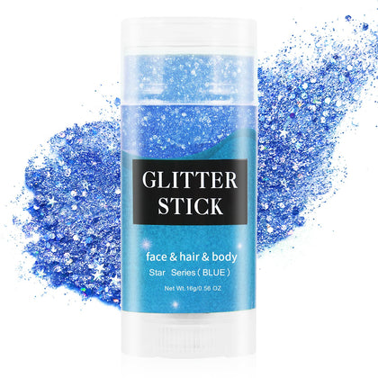 MEICOLY Blue Face Hair Glitter Stick front view