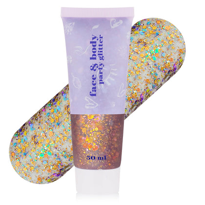 MEICOLY Chameleon Body Glitter Gel tube front view with vibrant glitter