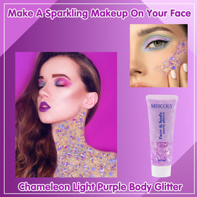 MEICOLY Chameleon Body Glitter Light Purple applied on skin