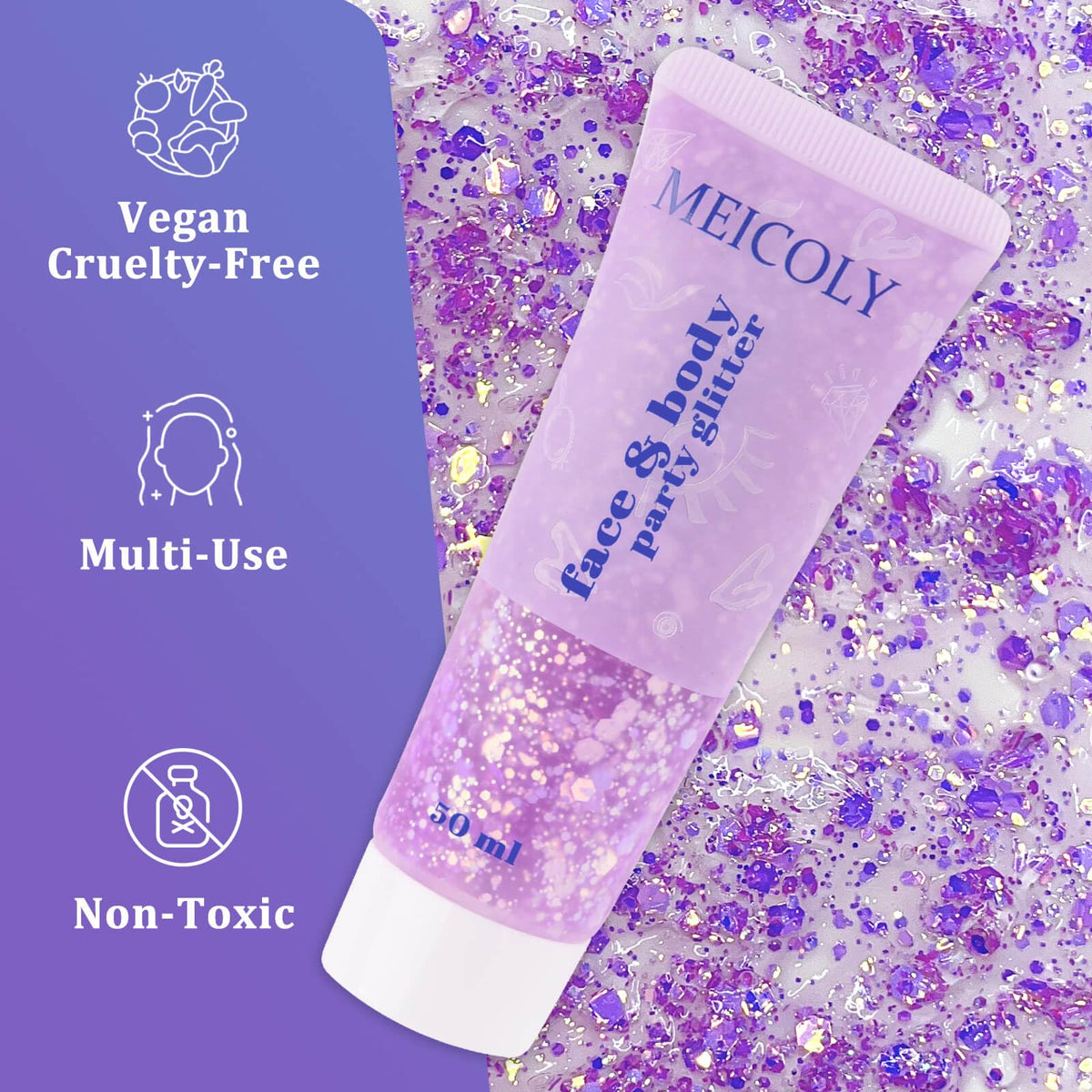 MEICOLY Chameleon Body Glitter Light Purple at a festival