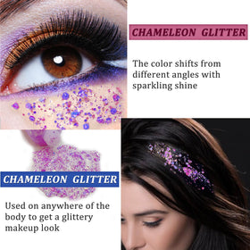 MEICOLY Chameleon Body Glitter Light Purple in sunlight