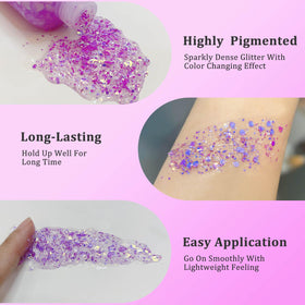 MEICOLY Chameleon Body Glitter Light Purple texture close-up