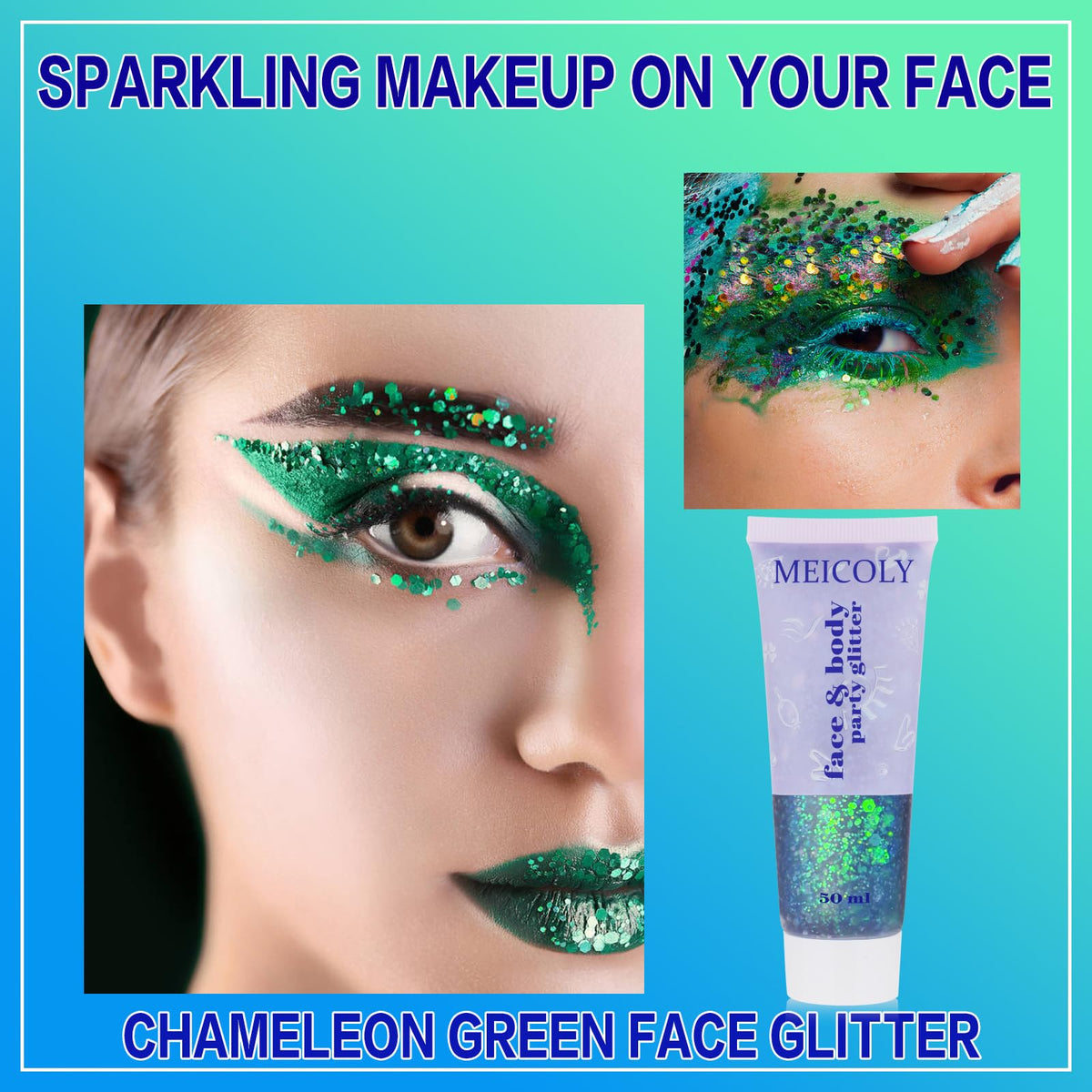 MEICOLY Chameleon Green Body Glitter tube with cap