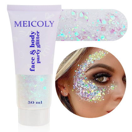MEICOLY Clear White Body Glitter 50g front view