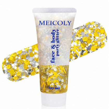 MEICOLY Face Glitter 50ml bottle front view with sparkly contents