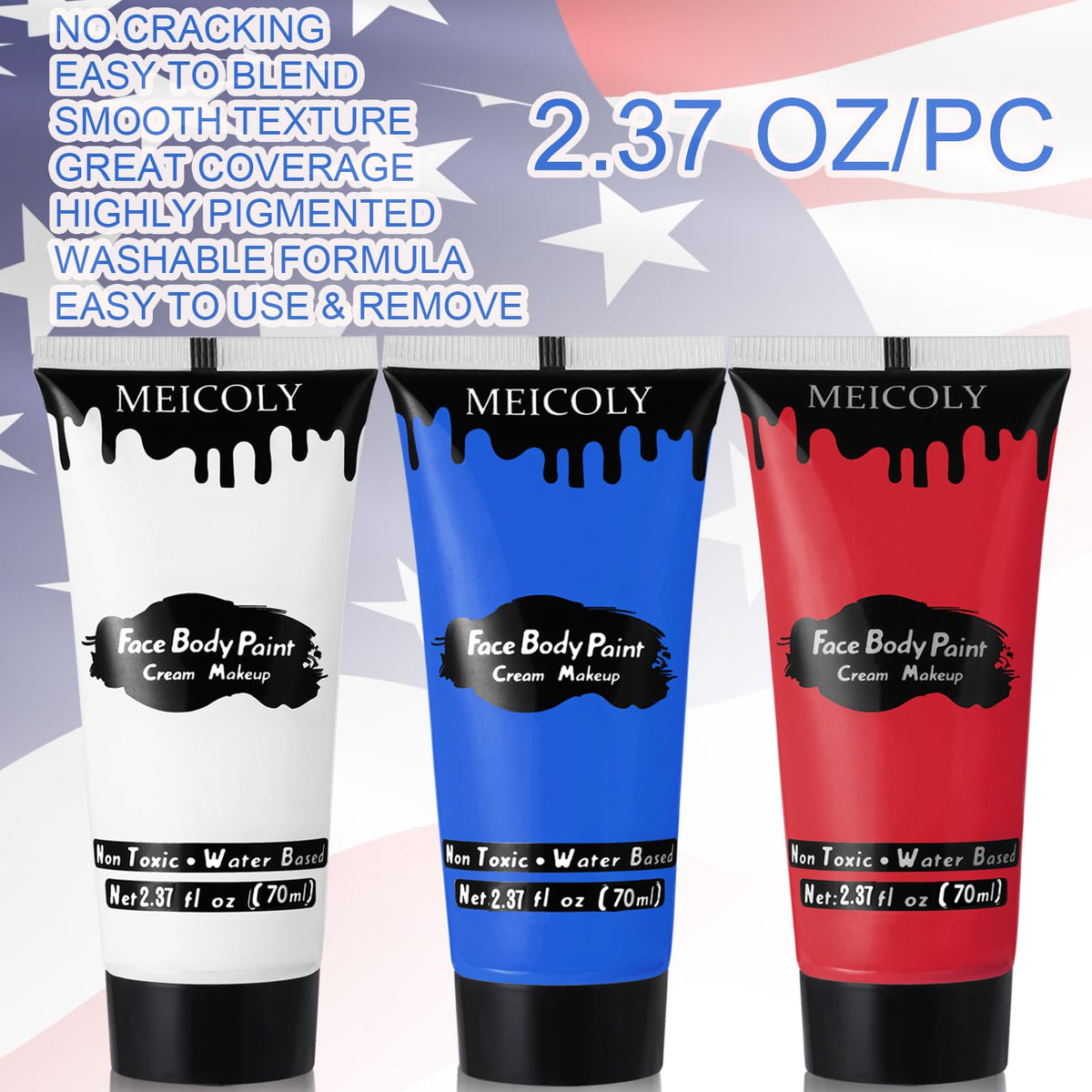 MEICOLY face paint packaging showing product details