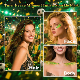 MEICOLY glitter applied on hair for a festive look
