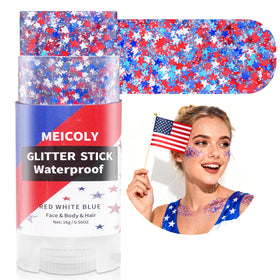 MEICOLY glitter stick used in a festive makeup look