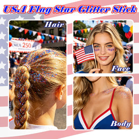 MEICOLY glitter stick with red, white, and blue stars on a table