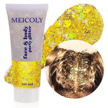 MEICOLY Gold Body Glitter gel in packaging