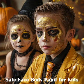 MEICOLY Gold Face Body Paint in use at a Halloween party