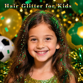 MEICOLY Green and Yellow Hair Glitter packaging