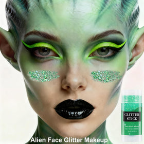 MEICOLY Green Face Body Glitter Stick applicator close-up