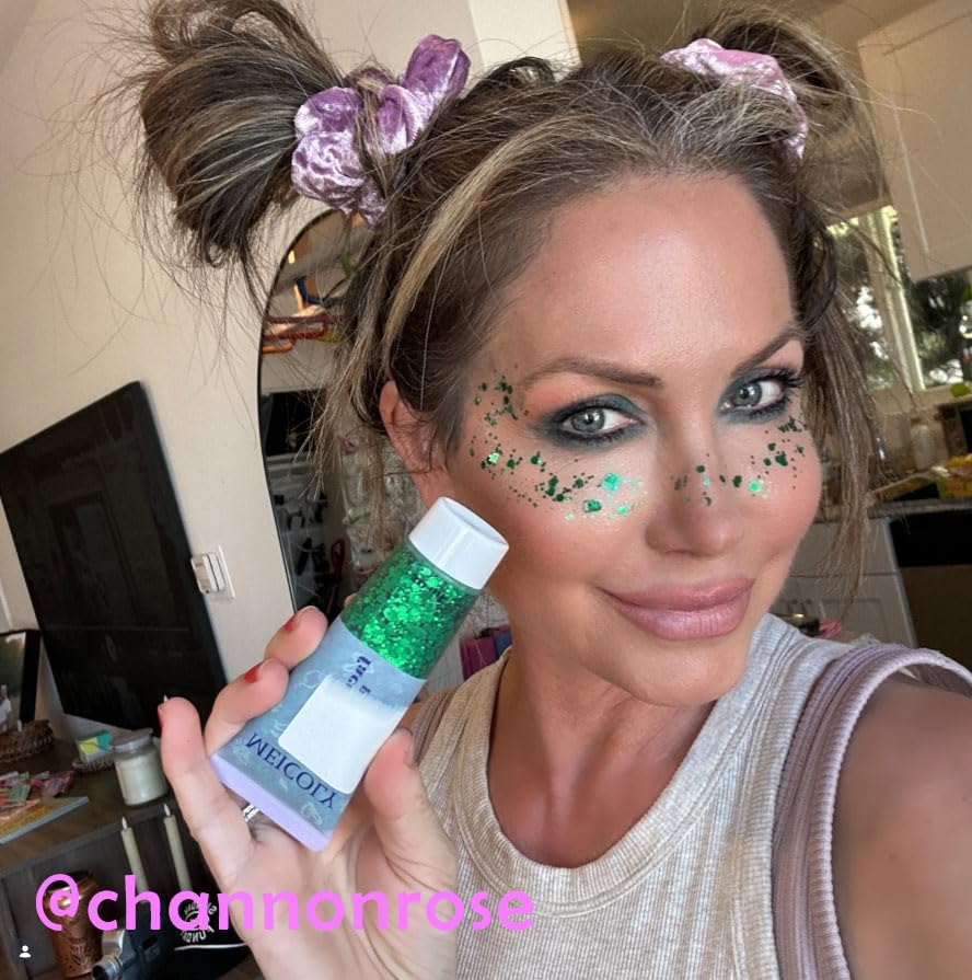 MEICOLY Green Face Body Glitter with various shapes of green sequins