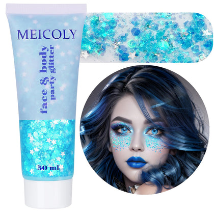 MEICOLY Light Blue Body Glitter Gel 50ml front view