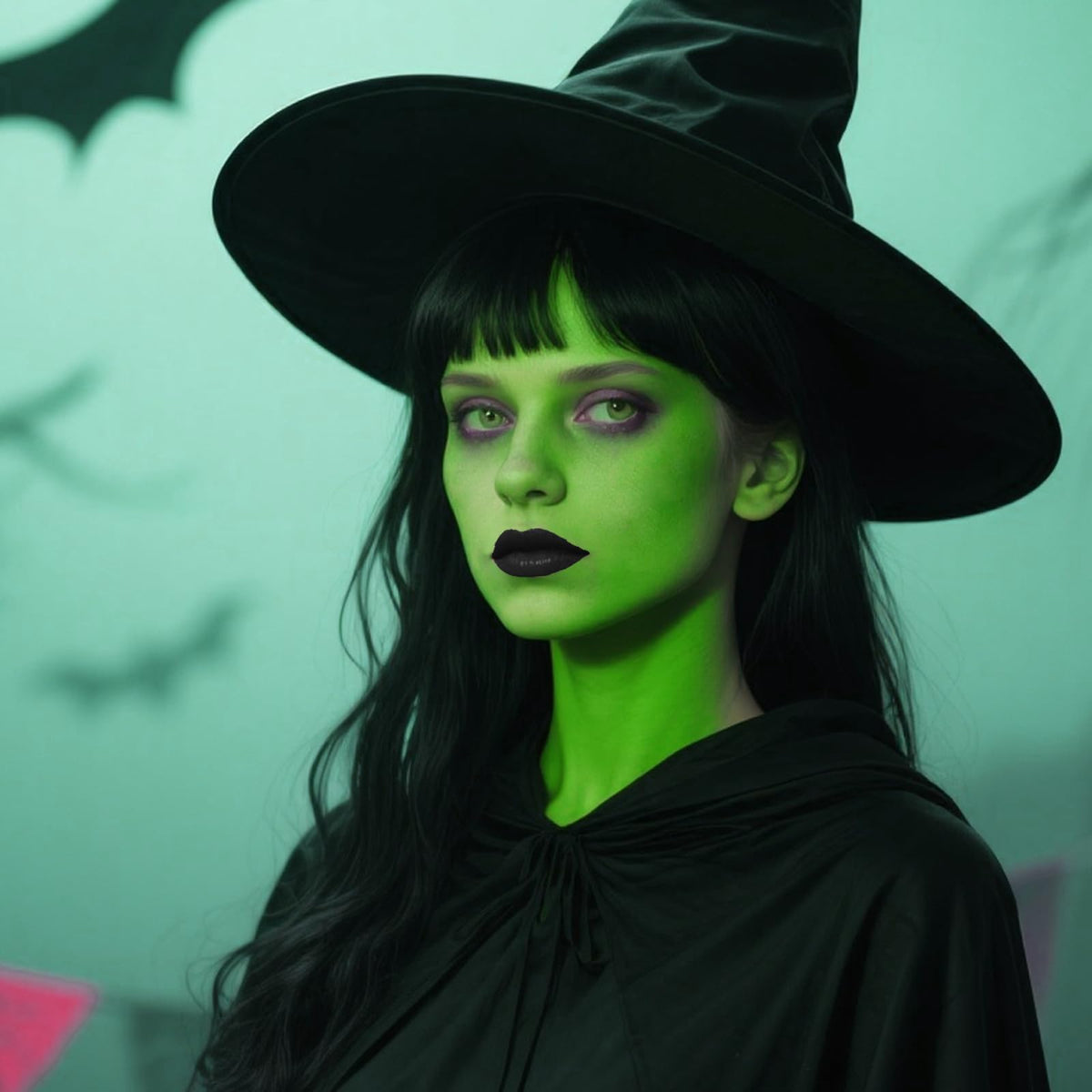MEICOLY Light Green Body Paint in a creative makeup design
