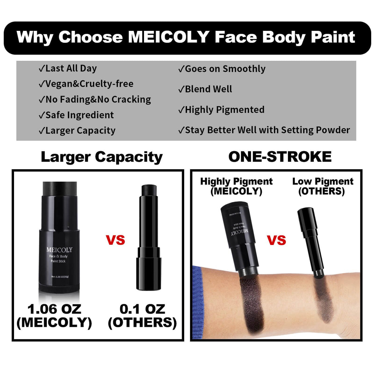 MEICOLY Light Green Face Body Paint Stick packaging