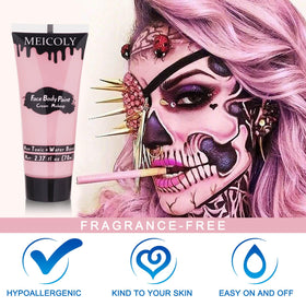MEICOLY Light Pink Body Paint applied on face for Halloween
