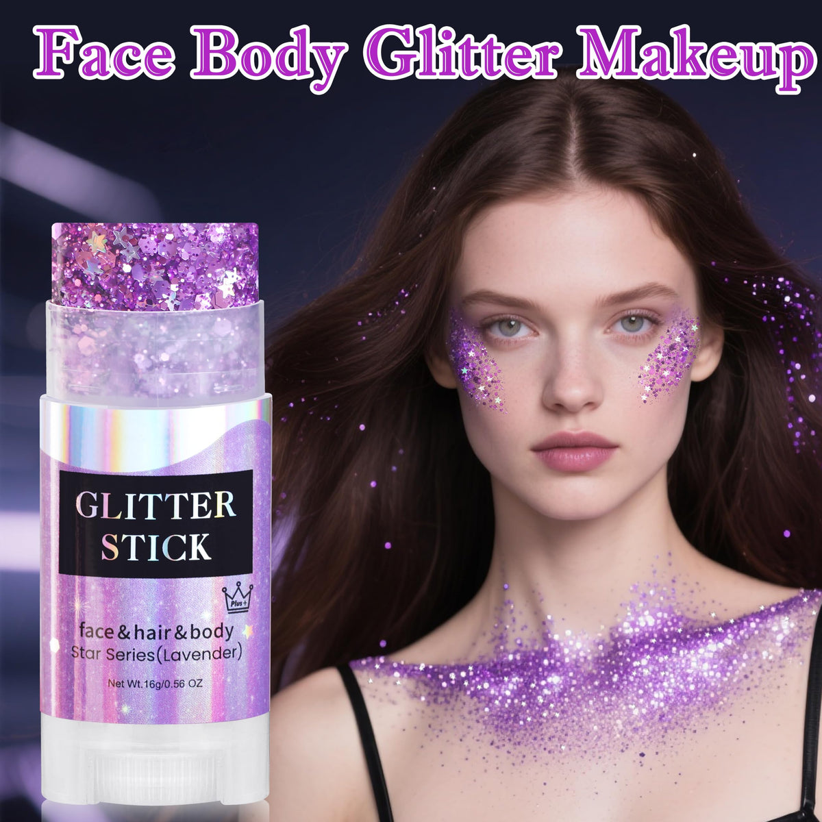 MEICOLY Light Purple Body Glitter Stick on collarbone