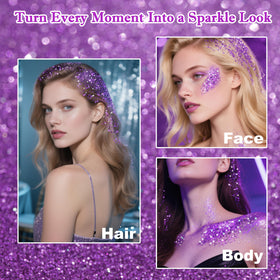 MEICOLY Light Purple Body Glitter Stick on skin